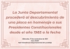 Descubrimiento de placa en homenaje a Presidentes Constitucionales de la Junta desde 1985.