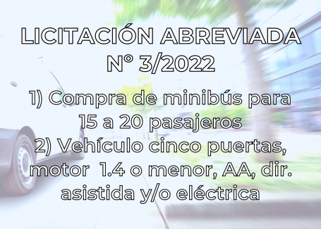 La Junta lanza llamado a licitación abreviada Nº 3-2022.